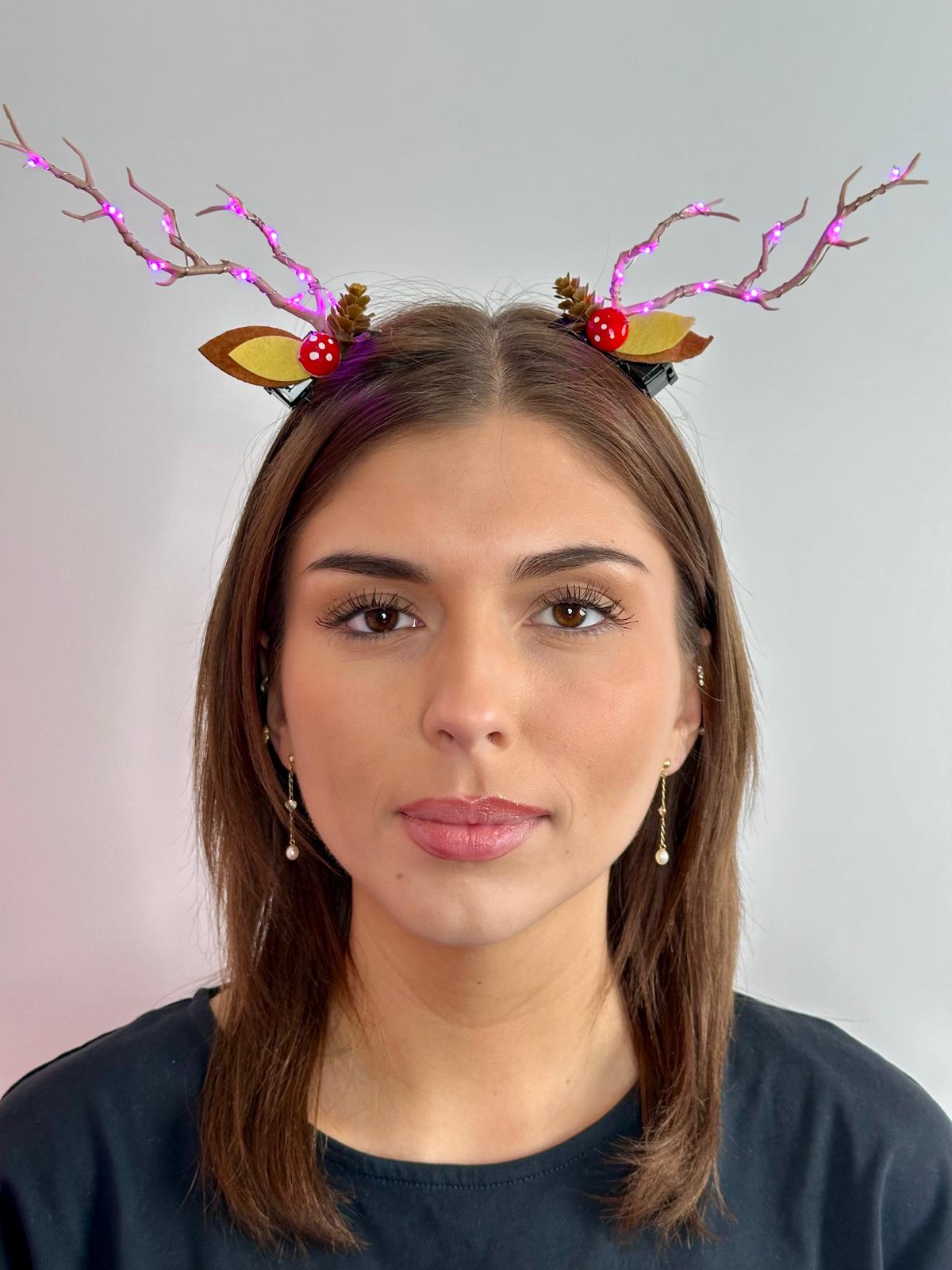 Reindeer Horns With Lights Purple